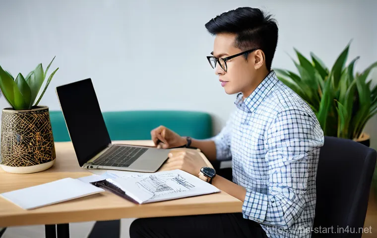 스타트업 마케팅 자기계발 - **Prompt:** A young, determined Malaysian entrepreneur, either male or female, is deeply engrossed i...
