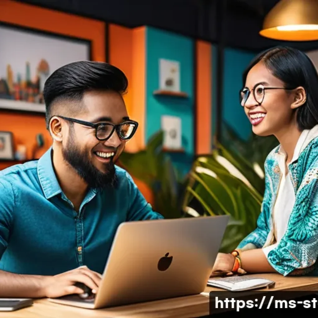 스타트업 마케팅 직무 향상 - A modern Malaysian startup office scene featuring a diverse team of young professionals collaboratin...
