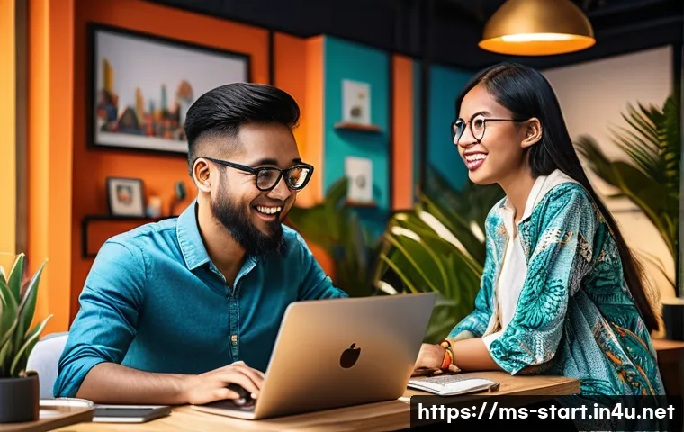 스타트업 마케팅 직무 향상 - A modern Malaysian startup office scene featuring a diverse team of young professionals collaboratin...