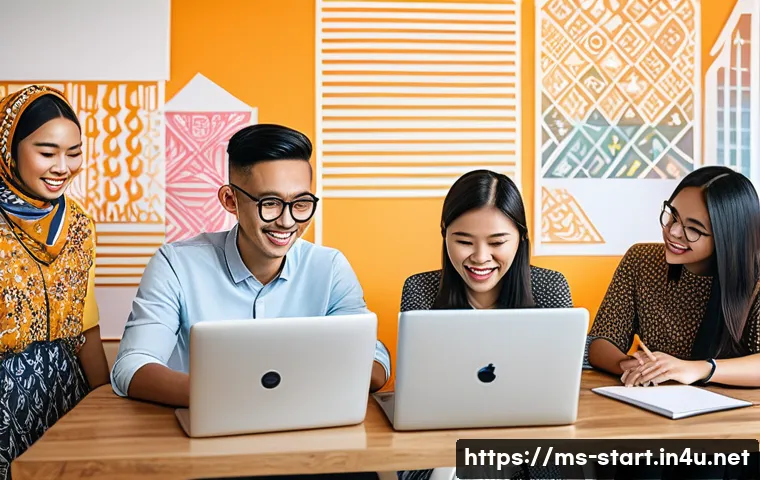 스타트업 마케팅 자격 취득을 위한 전략 - A modern Malaysian startup office environment with diverse young professionals collaborating around ...