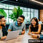 Home 20 스타트업 마케팅에서의 네트워킹 - A vibrant networking event in Kuala Lumpur with diverse Malaysian startup founders engaging in deep,...