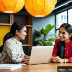 Home 18 스타트업 마케팅 실전 사례 분석 - A vibrant Malaysian startup office scene showing a diverse team of young professionals of Malay, Chi...